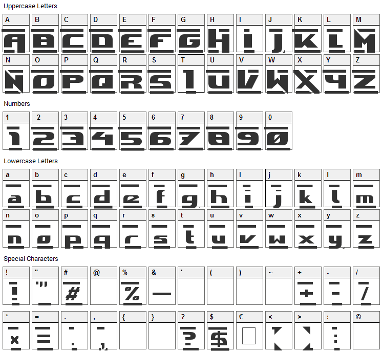 Stone Font Character Map