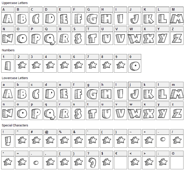 Stoney Billy Font Character Map