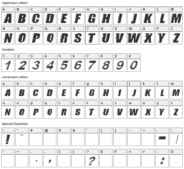 Storm Font Character Map