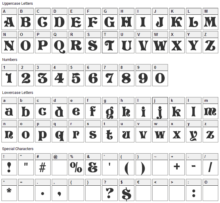 Storybook Font Character Map