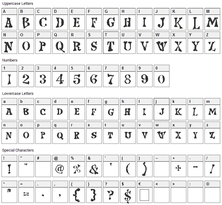 Strange World Font Character Map