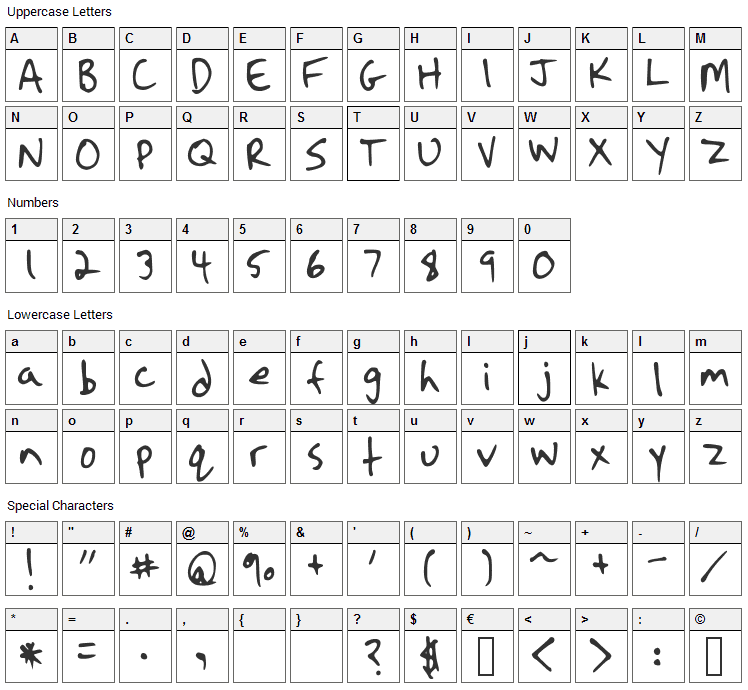 Strassman Script Font Character Map