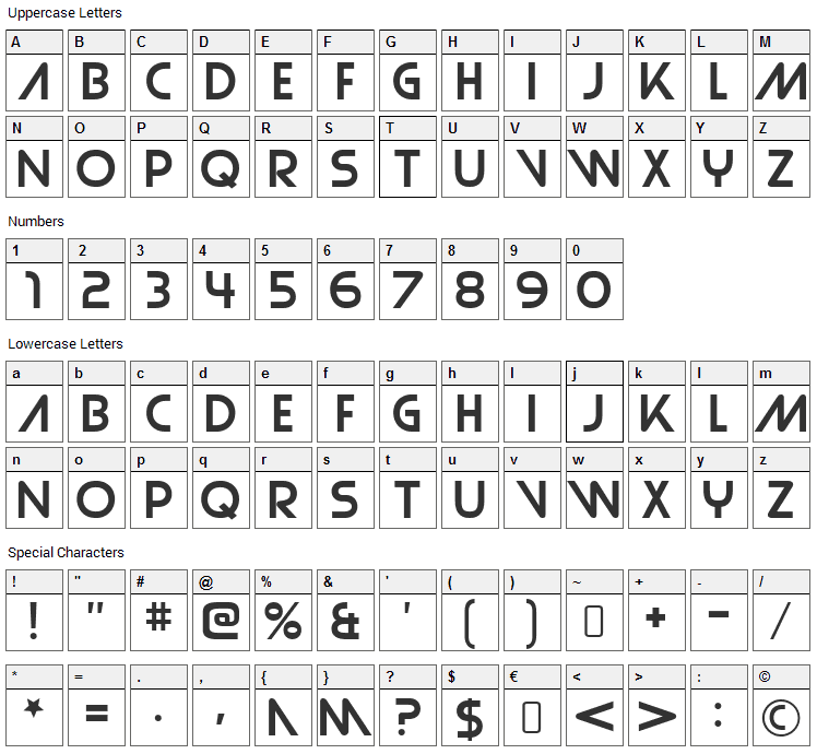 Strasua Font Character Map