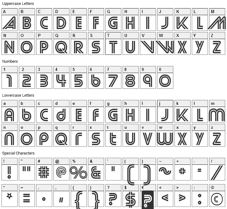 Street Cred Font Character Map