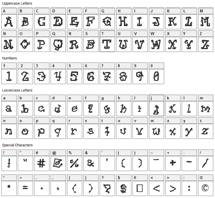 Street Voice!! Font Character Map