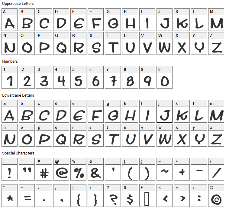 Streetwise Buddy Font Character Map
