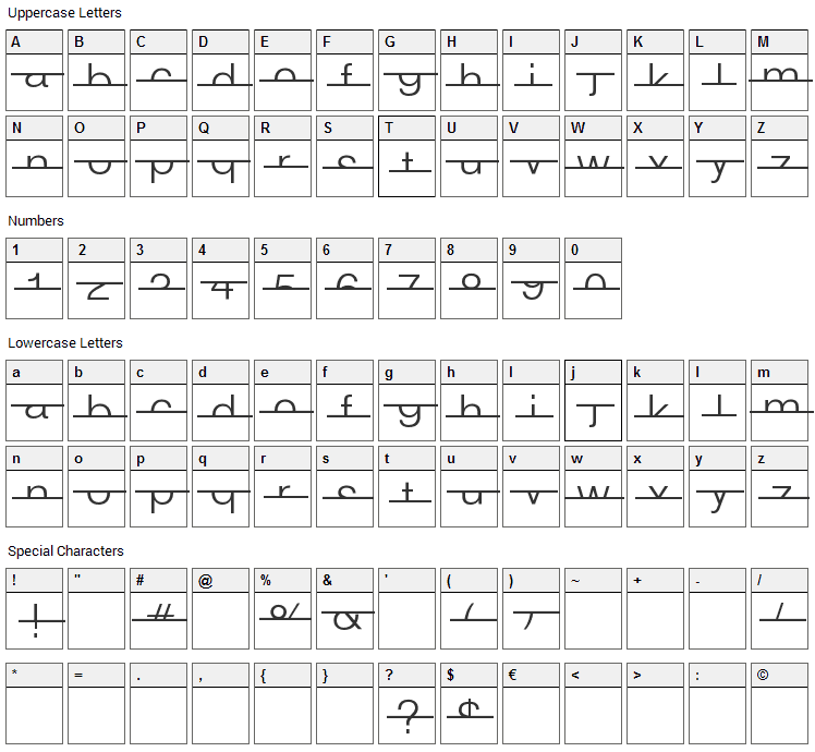 Strike Swiss Font Character Map