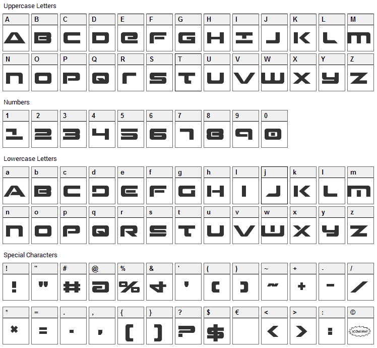 Strikelord Font Character Map