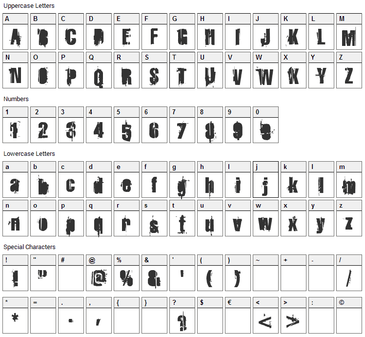 Strokey Bacon Font Character Map