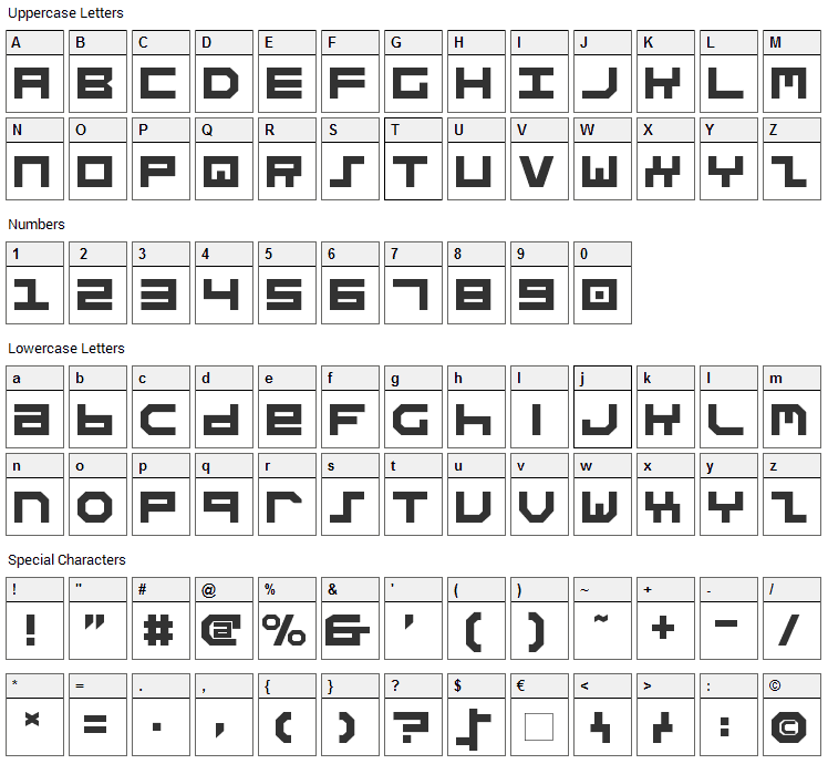 Stuntman Font Character Map