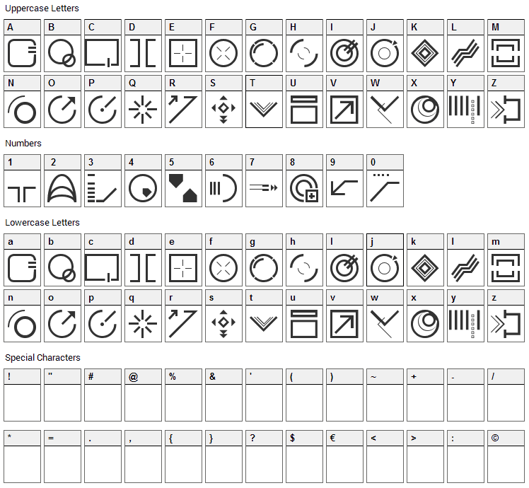 StyleBats Font Character Map