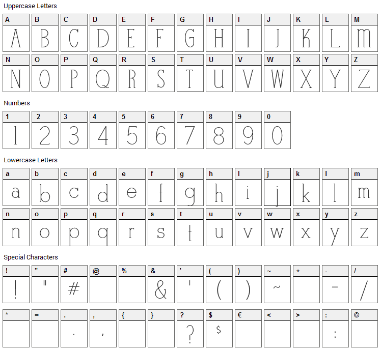 Stymie Stylus Font Character Map