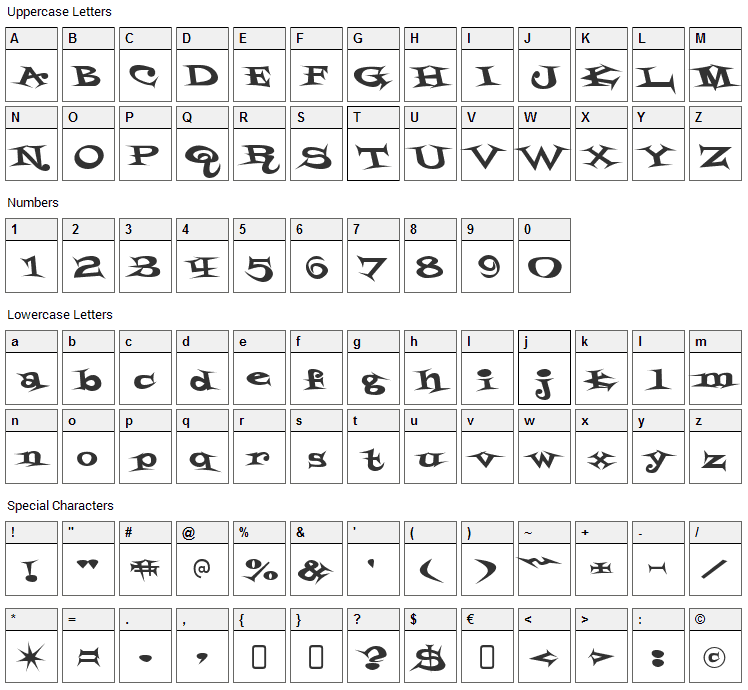 Styrofoam Feelings Font Character Map