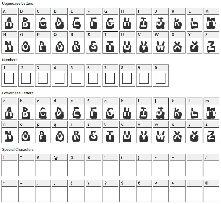 Submerged Font Character Map