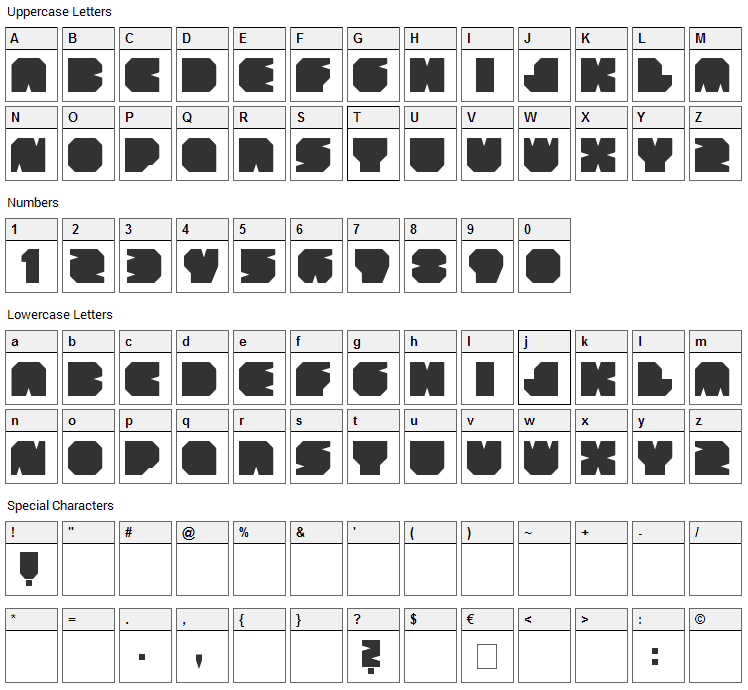 Subtract Font Character Map