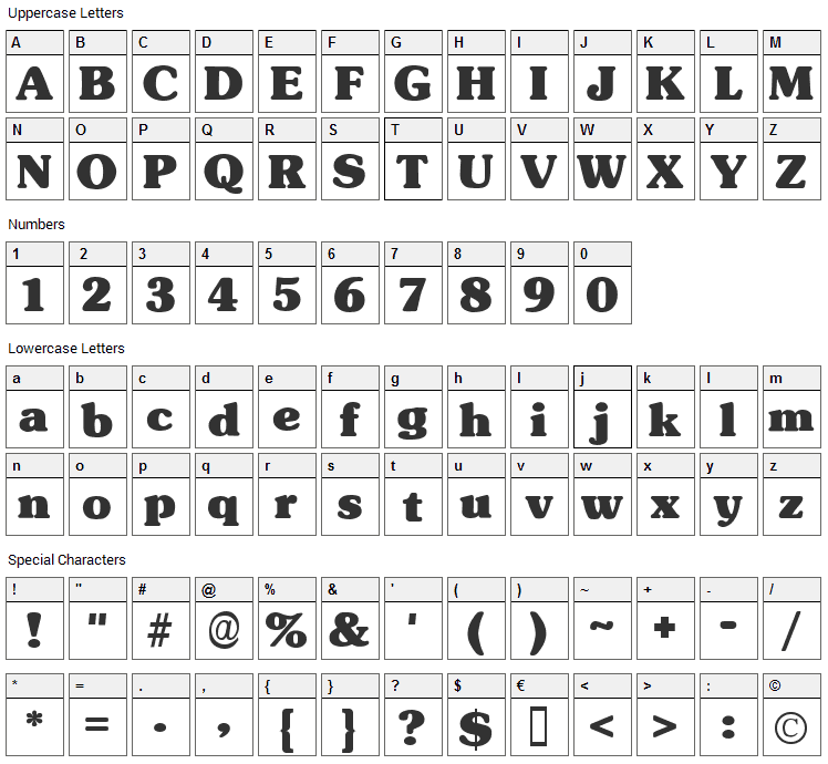 Subway DS Font Character Map