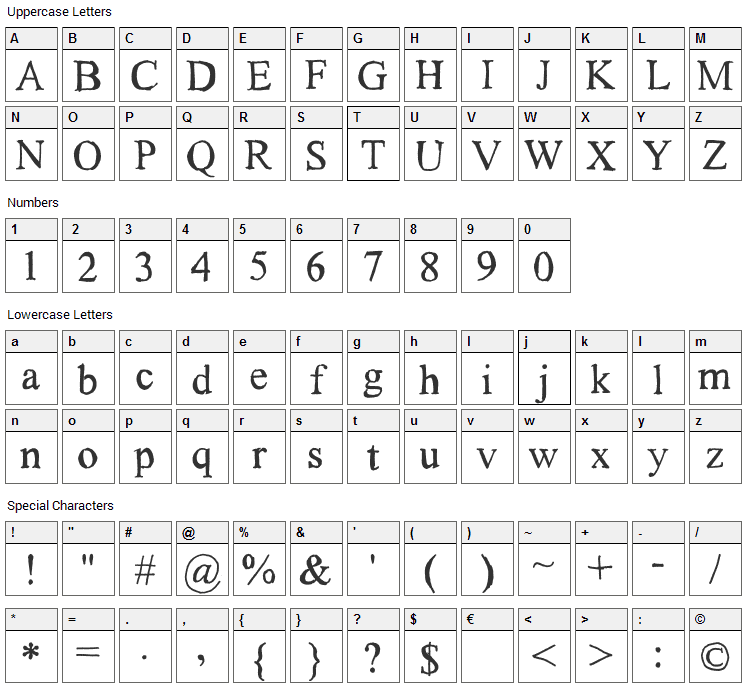 Subway Haze Font Character Map