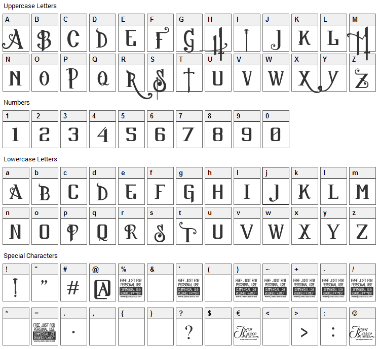 Sucker Font Character Map