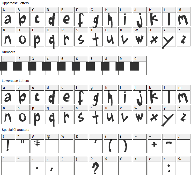 Sugar Font Character Map