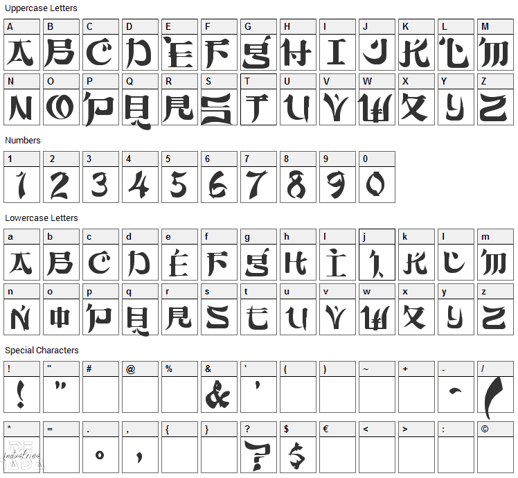 Sumdumgoi Font Character Map