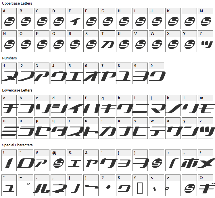 Summercamp Kasha Font Character Map