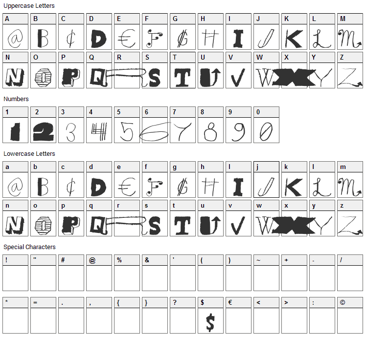 Sunflower Harvest Font Character Map