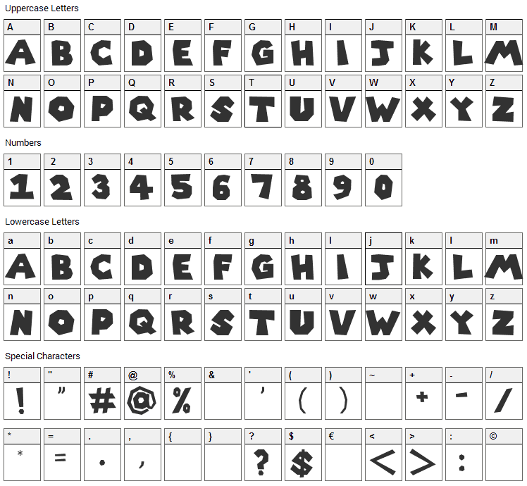 Super Mario 256 Font Character Map