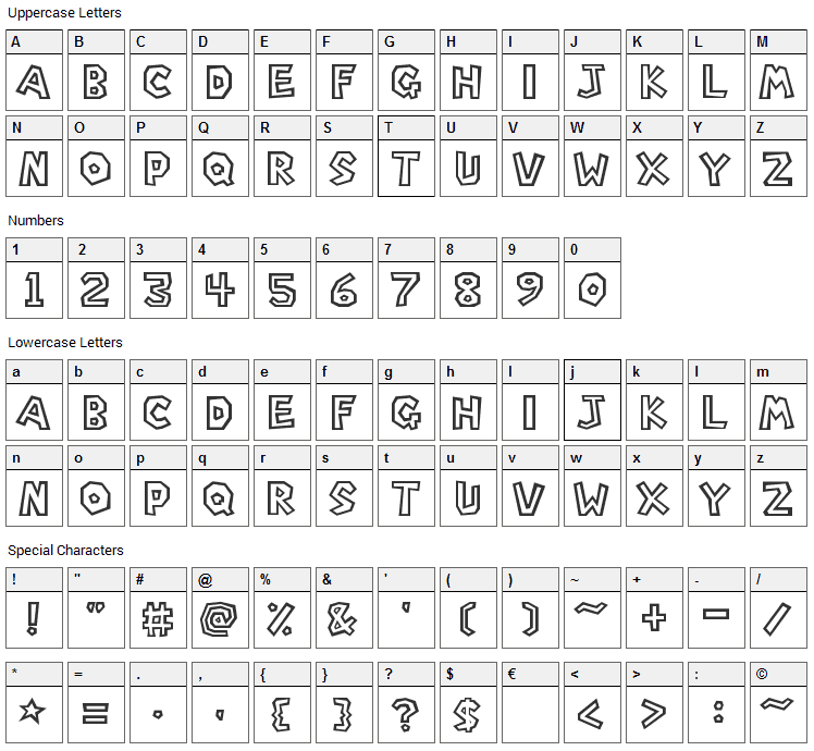 Super Mario Bros. Font Character Map