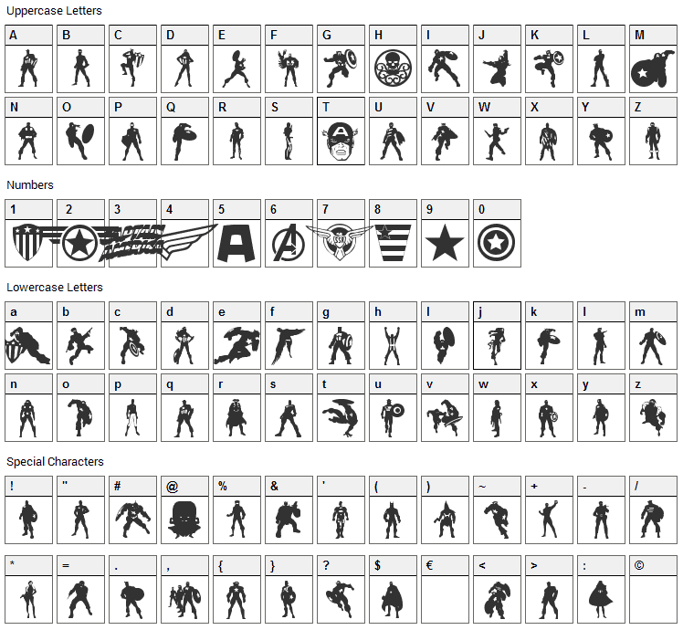 Super Soldier Font Character Map