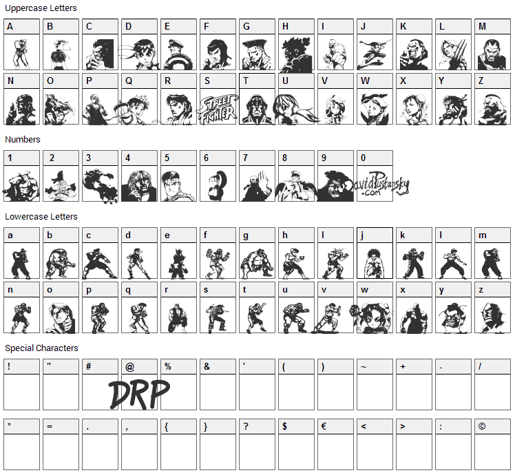 Super Street Fighter Hyper Fonting Font Character Map