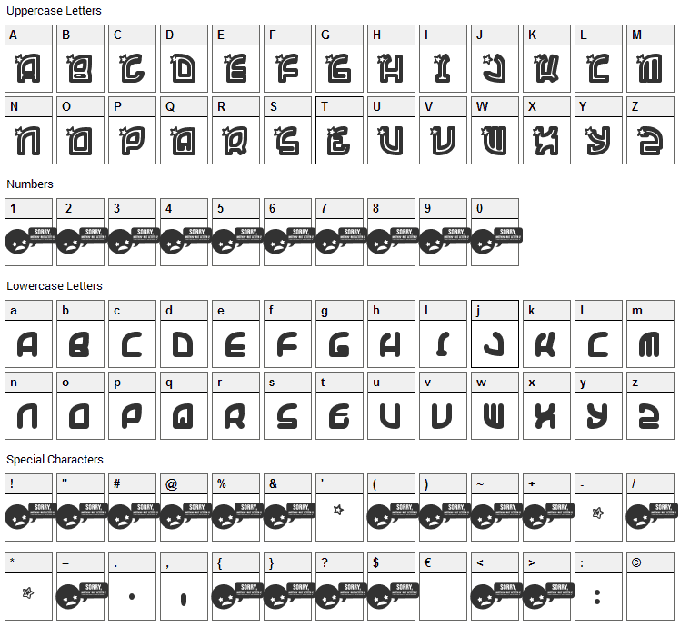 Super Trooper Font Character Map