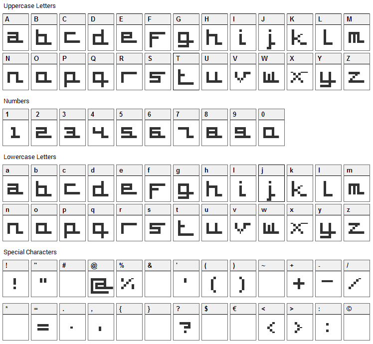 Supercar Font Character Map