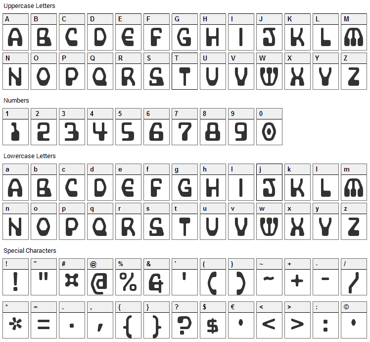 Supercomputer Font Character Map