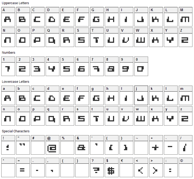 Superdigital Font Character Map