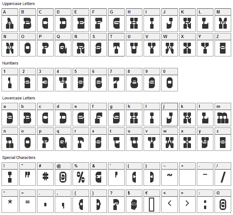 Superfly Font Character Map