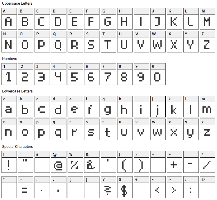 Superhelio Font Character Map