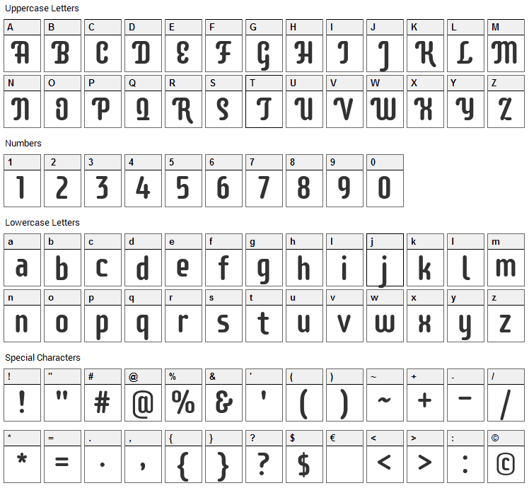 Supermercado One Font Character Map