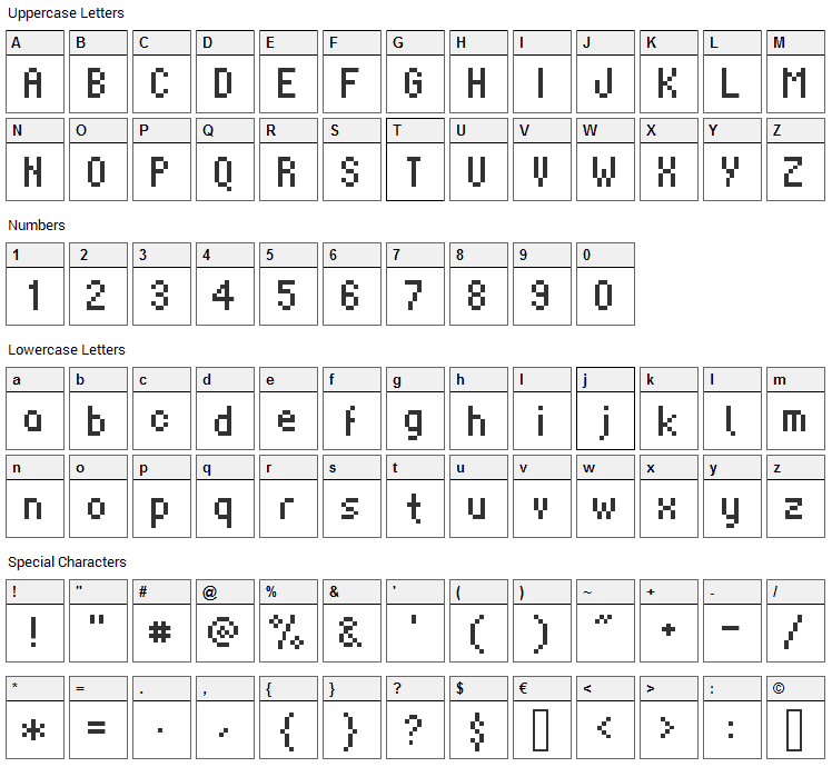 Supernatural Font Character Map