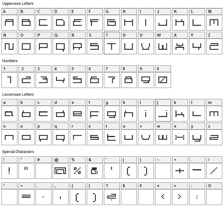 Superscreen Font Character Map