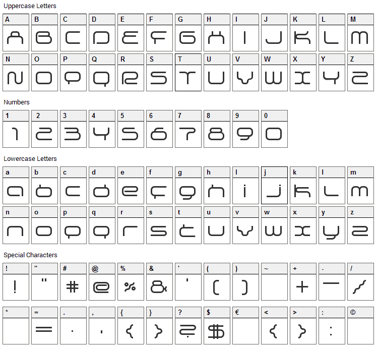 Supersonic Font Character Map