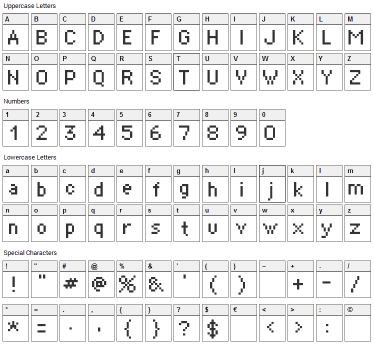 Supertext Font Character Map