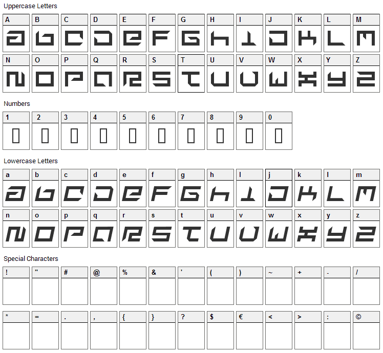 Suplex Font Character Map