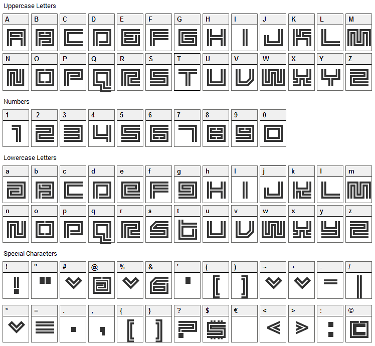 Supreme Fontaliciou Font Character Map