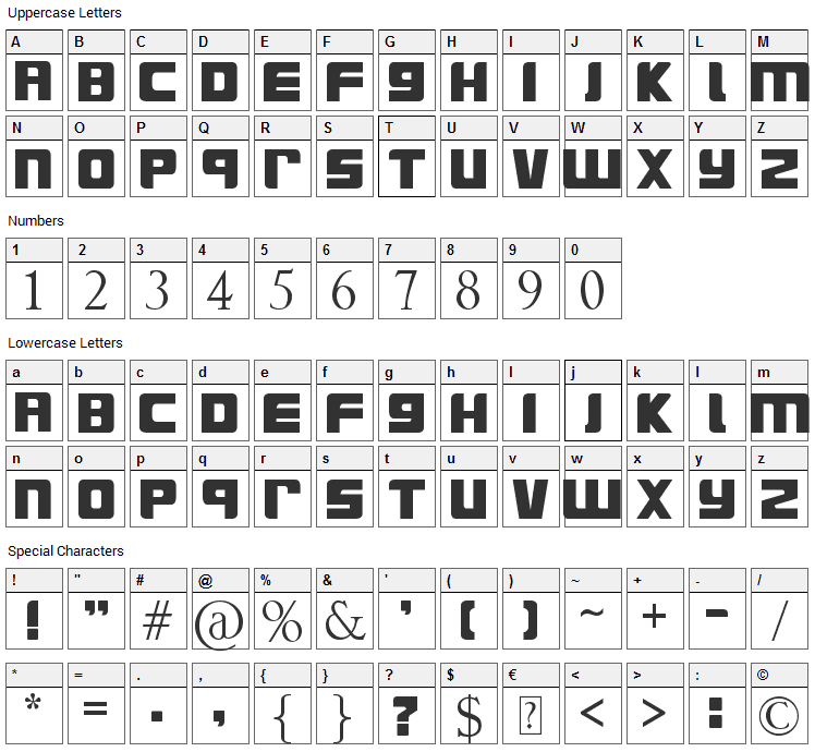 SurfsUp Font Character Map