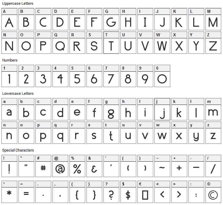 Surrounding Font Character Map