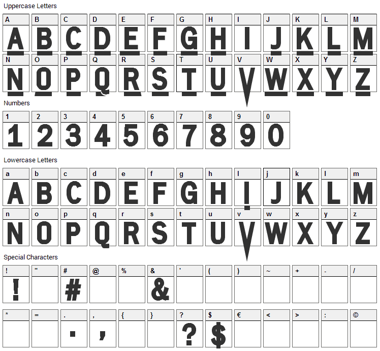 Survivor Series Font Character Map