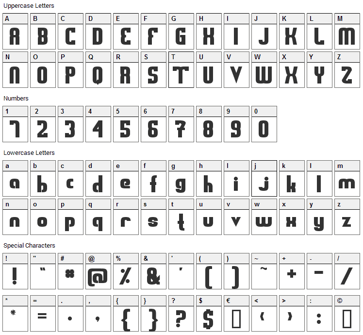 Sweden Funkis Font Character Map