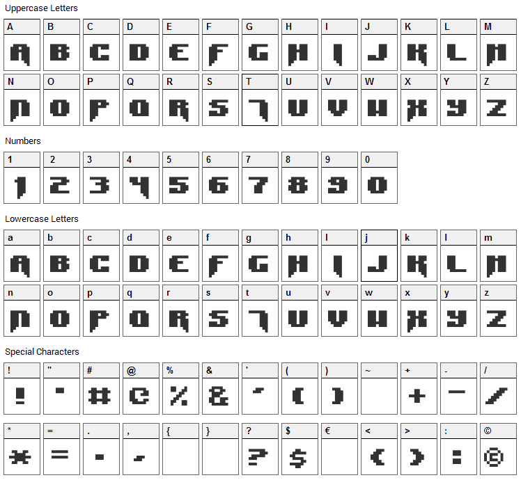Syntax Error / Syntax Terror Font Character Map