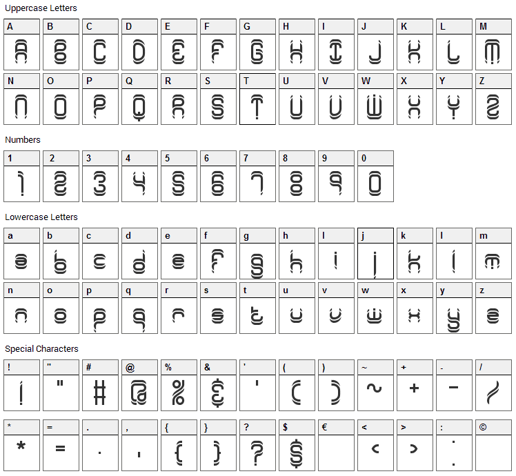 Synthetic Font Character Map