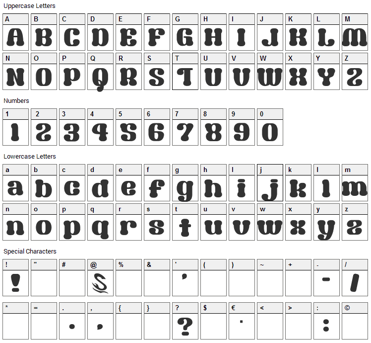 Syouwa Retro Pop Font Character Map